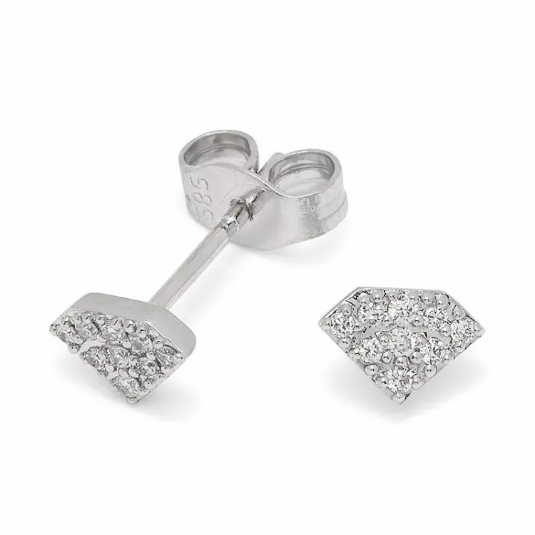 Diamantøredobb i 14 karat hvitt gull med diamanter