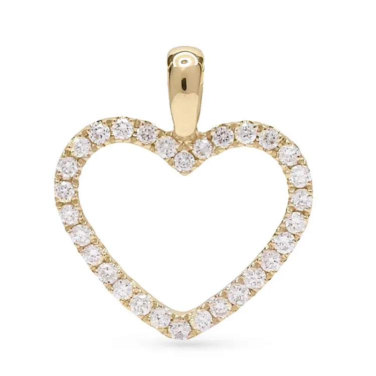 Hjerte diamant hjerteanheng i 14 karat gull 0,15 ct