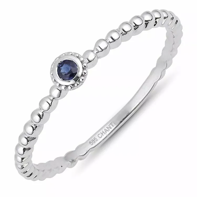 rund safir ring i 14 karat hvitt gull 0,04 ct