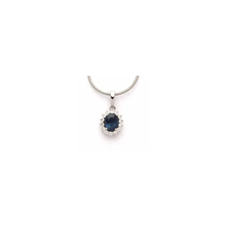 safir anheng i 14 karat hvitt gull 0,08 ct