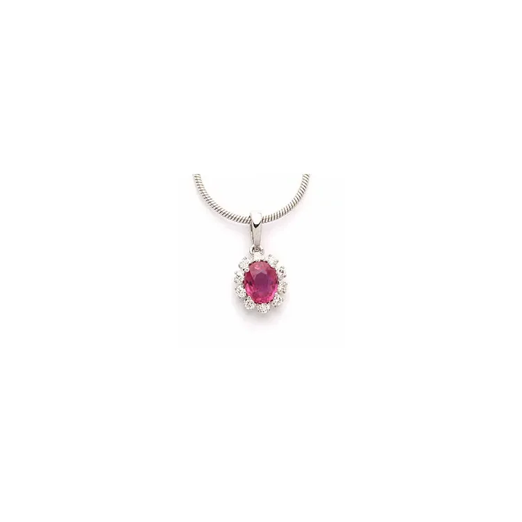 rubin anheng i 14 karat hvitt gull 0,09 ct 0,40 ct
