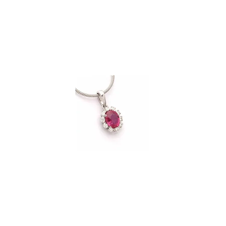 rubin anheng i 14 karat hvitt gull 0,09 ct 0,40 ct