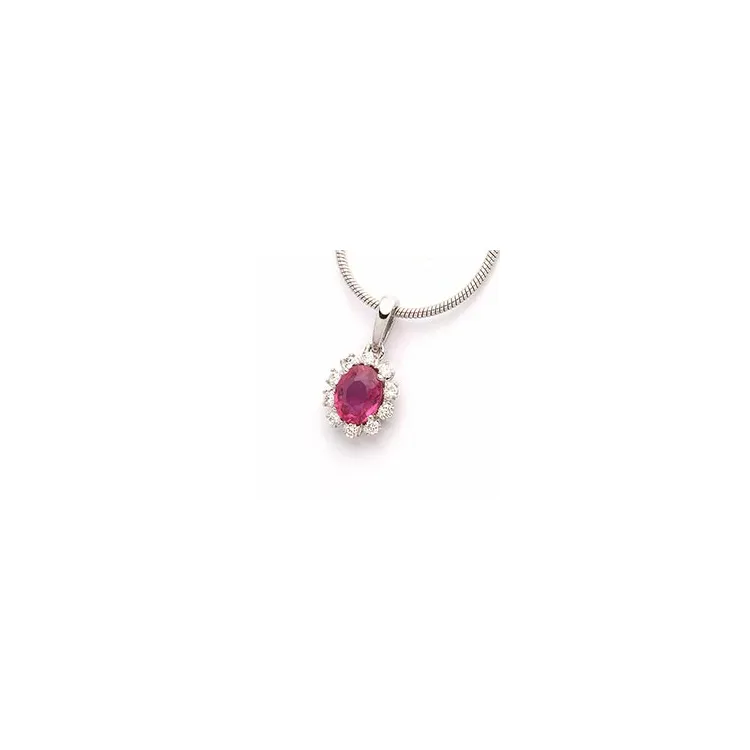 rubin anheng i 14 karat hvitt gull 0,09 ct 0,40 ct