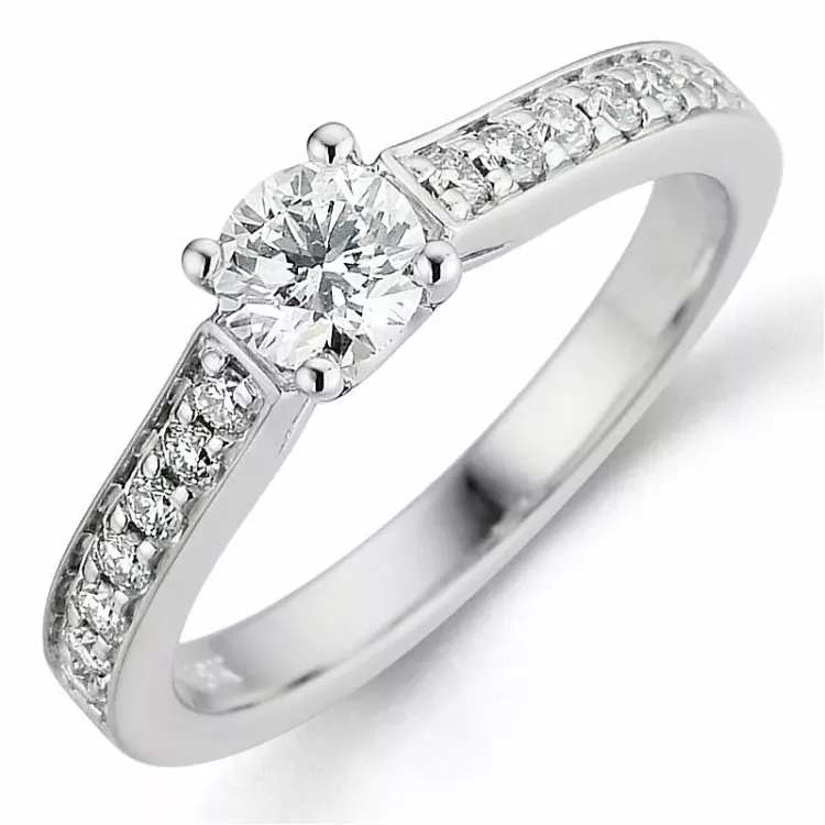 Bestillingsvare - diamantring i 14 karat hvitt gull 0,40 ct 0,22 ct