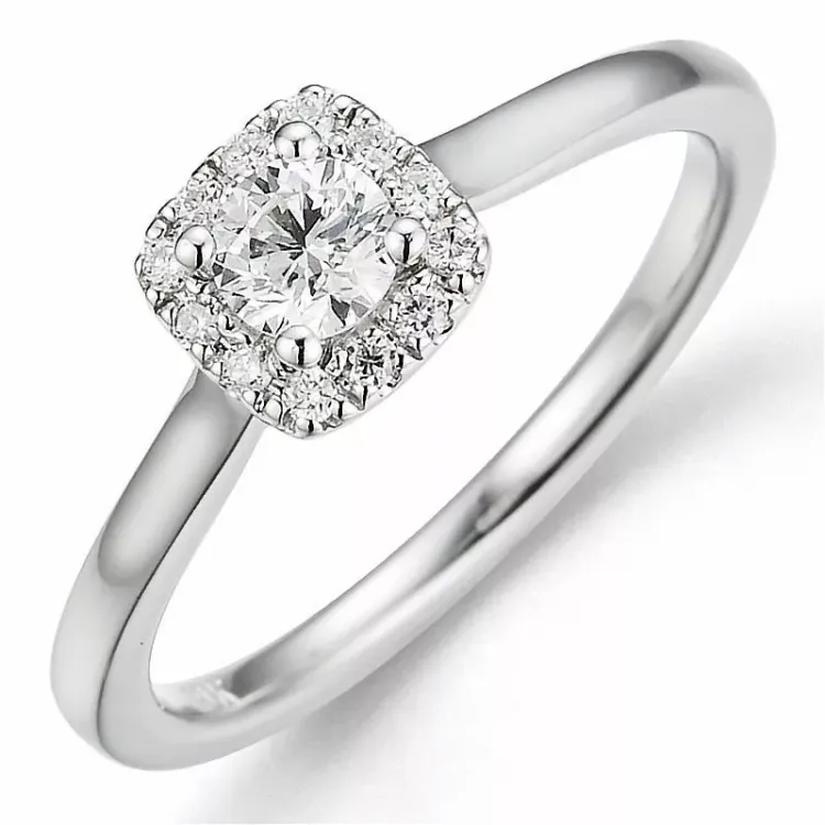 Bestillingsvare - diamantring i 14 karat hvitt gull 0,26 ct 0,08 ct