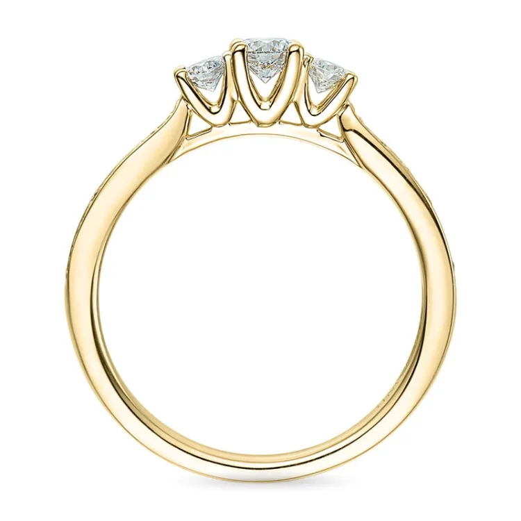 diamantring i 14 karat gull 0,20 ct 2 x 0,065 ct 0,10 ct
