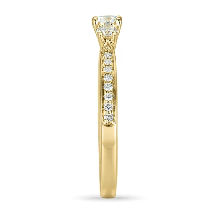 diamantring i 14 karat gull 0,20 ct 2 x 0,065 ct 0,10 ct