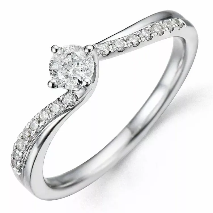 Bestillingsvare - diamantring i 14 karat hvitt gull 0,24 ct 0,11 ct