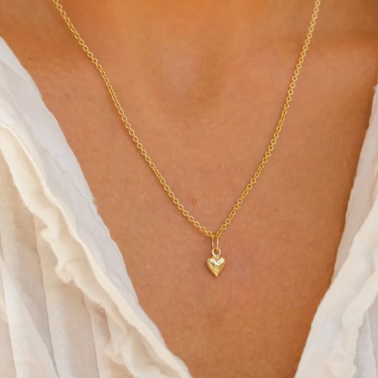 6 mm hjerte gull anheng i 14 karat gull - Amoré