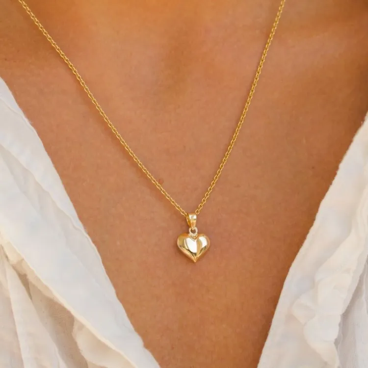 10 x 11 mm hjerte anheng i 14 karat gull - Amoré