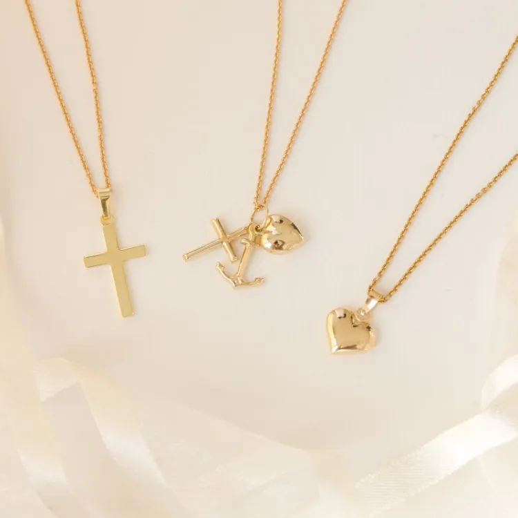 10 x 11 mm hjerte anheng i 14 karat gull - Amoré