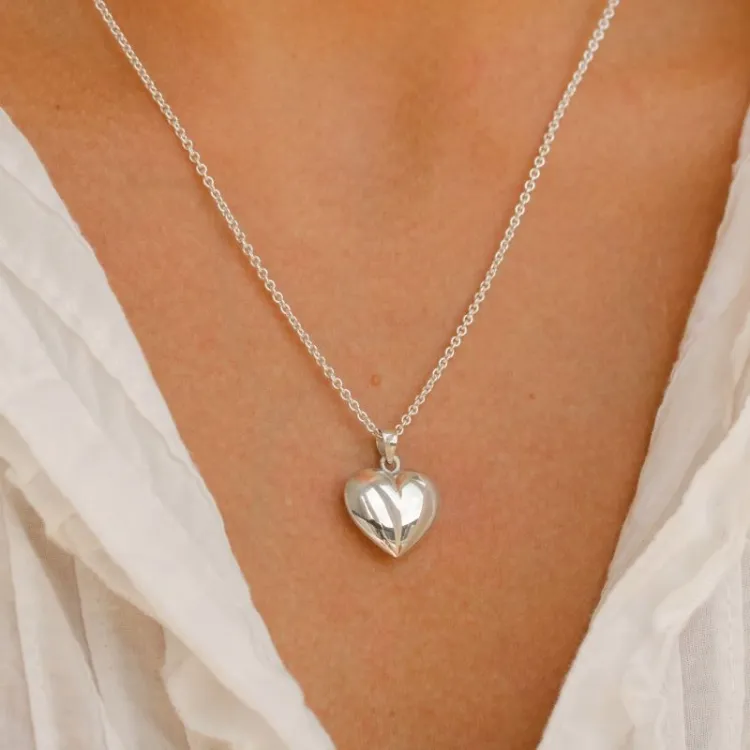 14,5 x 16 mm hjerte anheng i sølv - Amoré