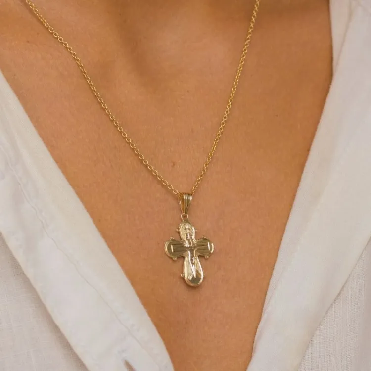 17 x 29 mm dagmarkors i 14 karat gull - Amoré