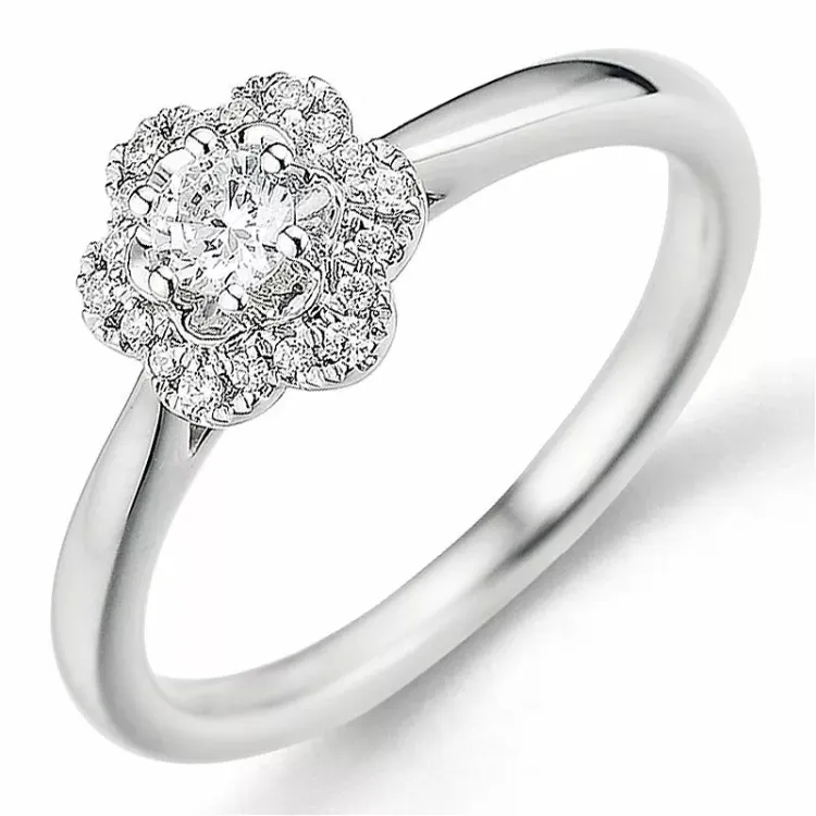 Bestillingsvare - diamantring i 14 karat hvitt gull 0,15 ct 0,08 ct