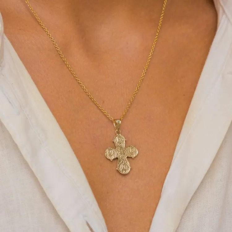 18 x 30 mm dagmarkors i 14 karat gull - Amoré