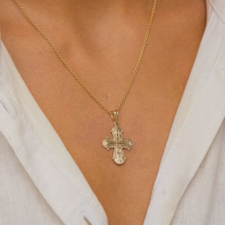 18 x 30 mm dagmarkors i 14 karat gull - Amoré