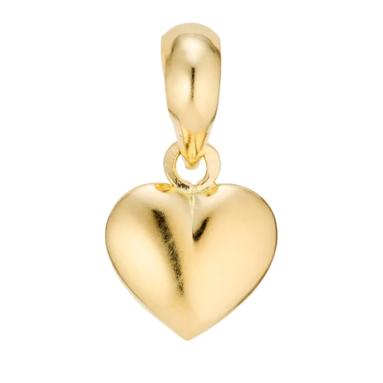 8,5 x 10 mm hjerte anheng i 14 karat gull - Amoré