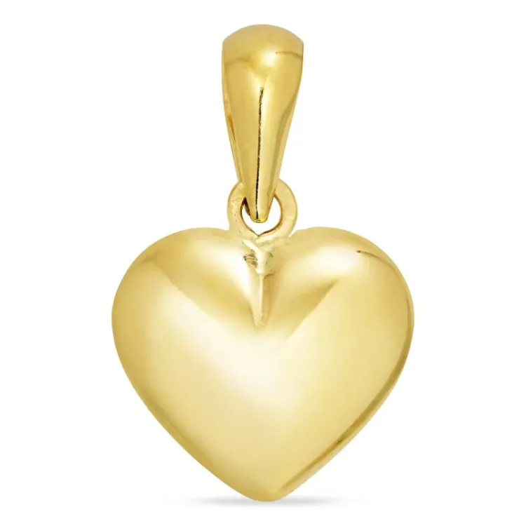 12 x 13 mm hjerte anheng i 14 karat gull - Amoré
