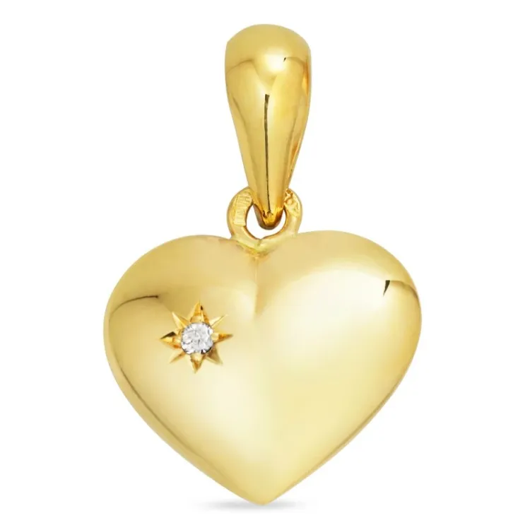 11,5 x 13 mm hjerte anheng i 14 karat gull - Amoré