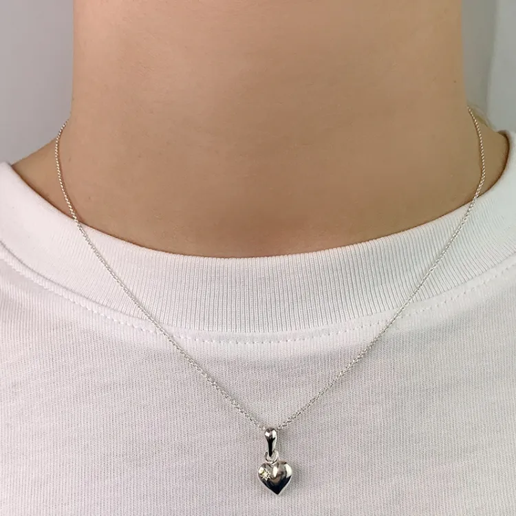 8,5 x 11 mm hjerte anheng i sølv