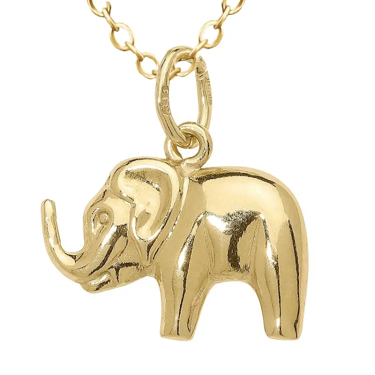 elefant halskjede i forgylt sølv med anheng i 8 karat - Gold Collection