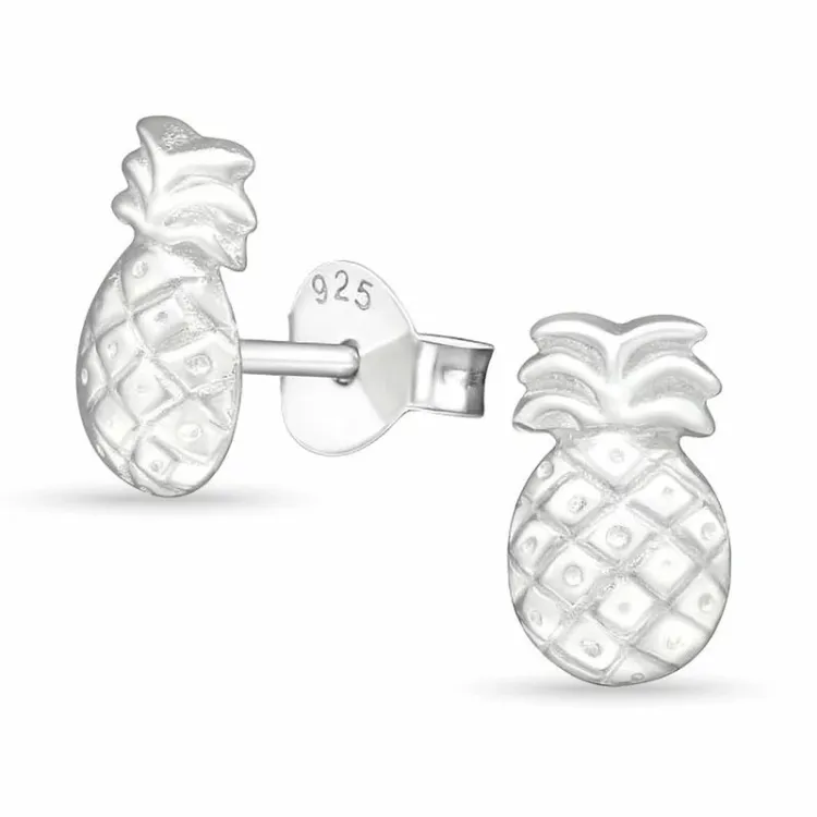 ekte ananas øredobber i sølv - Little Ones