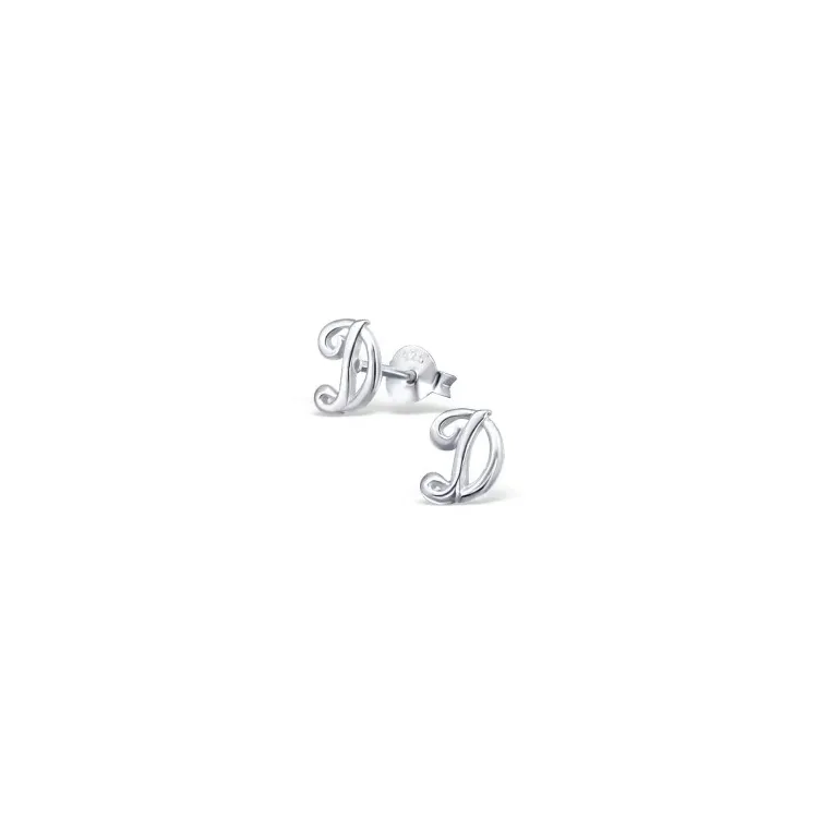 bokstav d øredobber i sølv