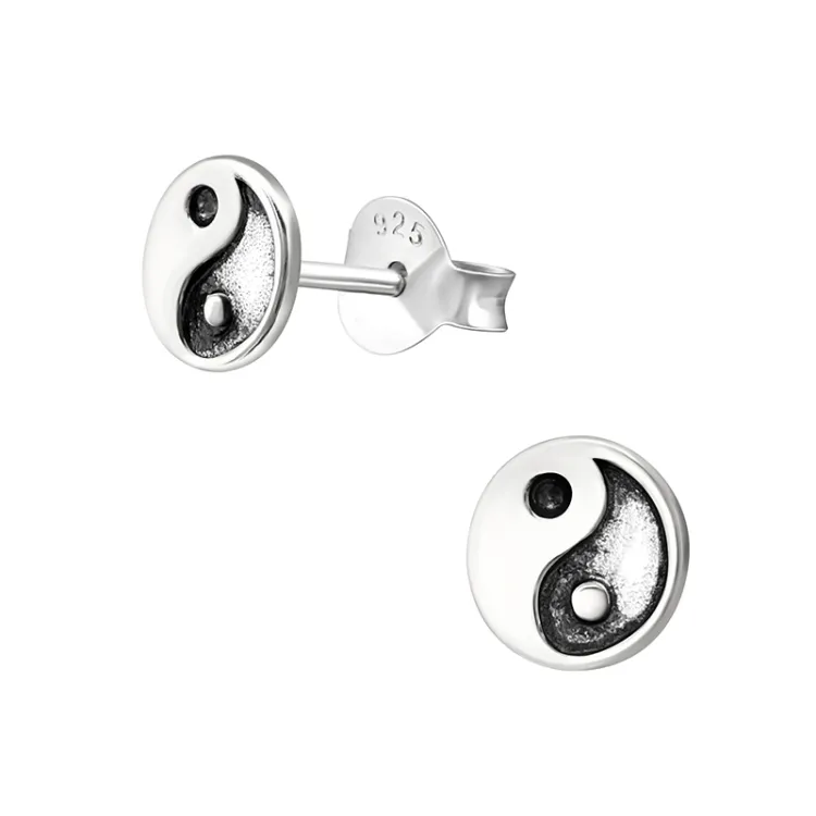 Yin og Yang ørestikker i oksidert sterlingsølv - Little Ones