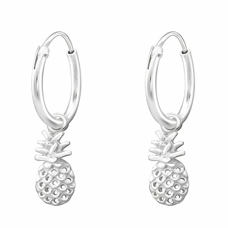 10 mm ananas creol øredobber i sølv - Little Ones