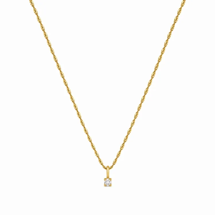 lab grown diamant anheng med halskjede i 925 karat forgylt sølv 0,035 ct