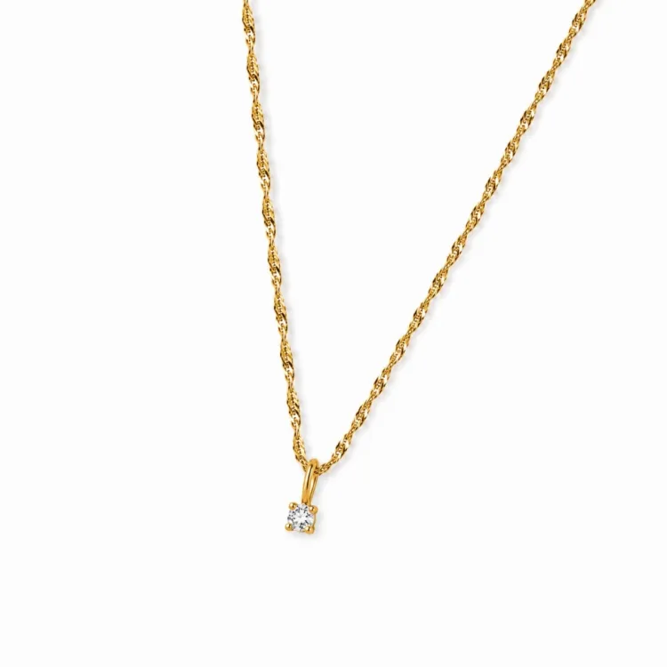 lab grown diamant anheng med halskjede i 925 karat forgylt sølv 0,035 ct