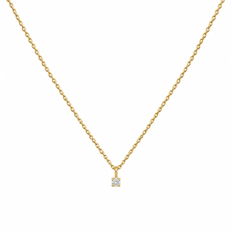 lab grown diamant anheng med halskjede i 925 karat forgylt sølv 0,062 ct