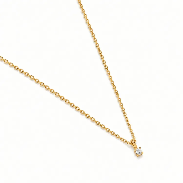 lab grown diamant anheng med halskjede i 925 karat forgylt sølv 0,062 ct
