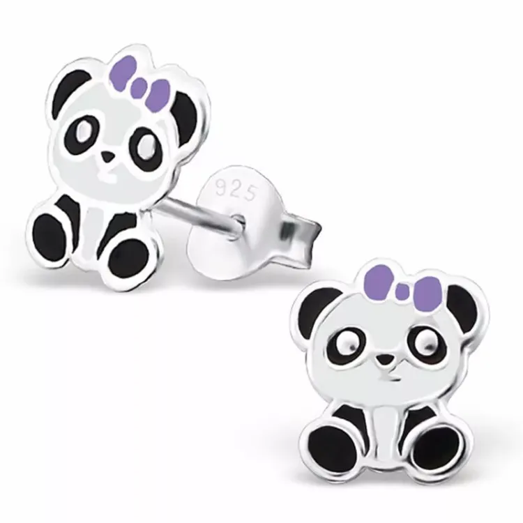 panda øredobber i sølv - Little Ones