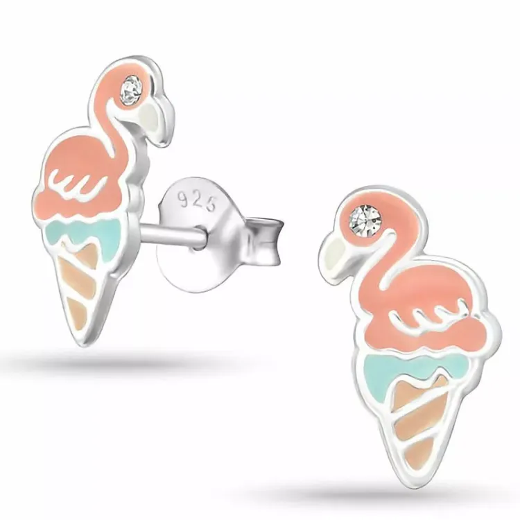 flamingo øredobber i sølv - Little Ones