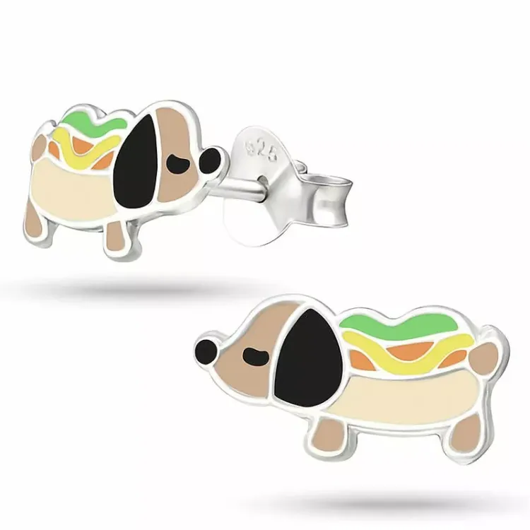 hotdog øredobber i sølv - Little Ones