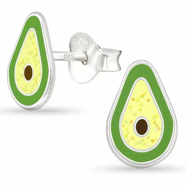 liten avocado ørestikker i sølv - Little Ones