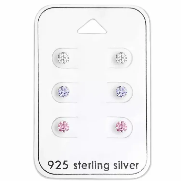 4 mm zirkon ørestikker i sølv