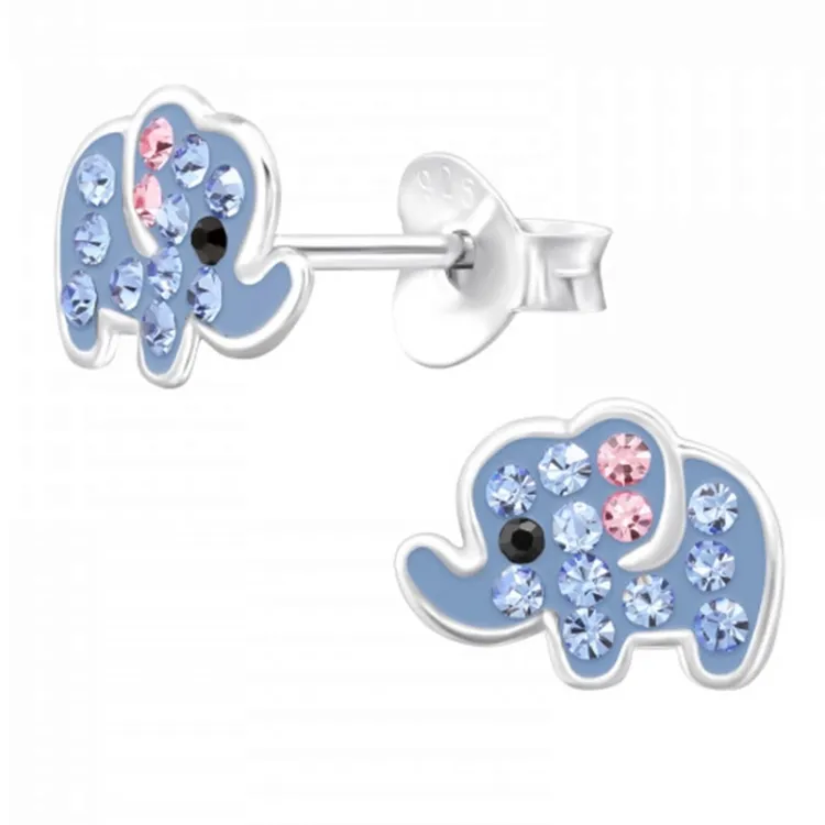 elefant krystall øredobber i sølv - Little Ones