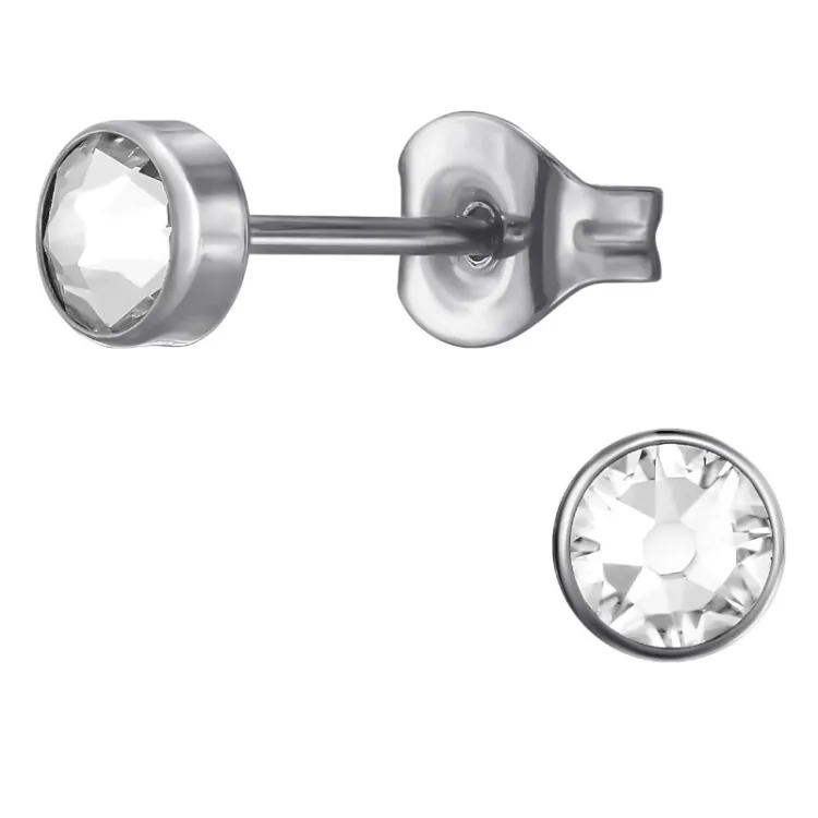 4 mm krystall ørestikker i titanium