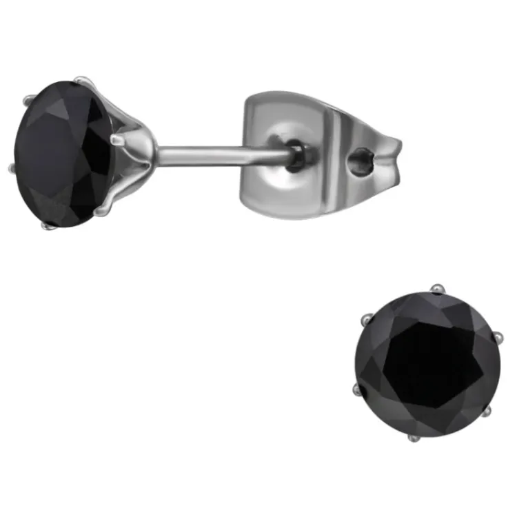 5 mm svart zirkon ørestikker i titanium - Little Ones