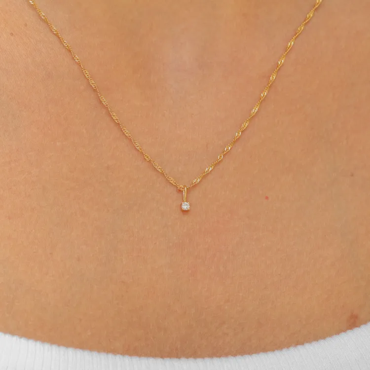 lab grown diamant anheng med halskjede i 925 karat forgylt sølv 0,035 ct