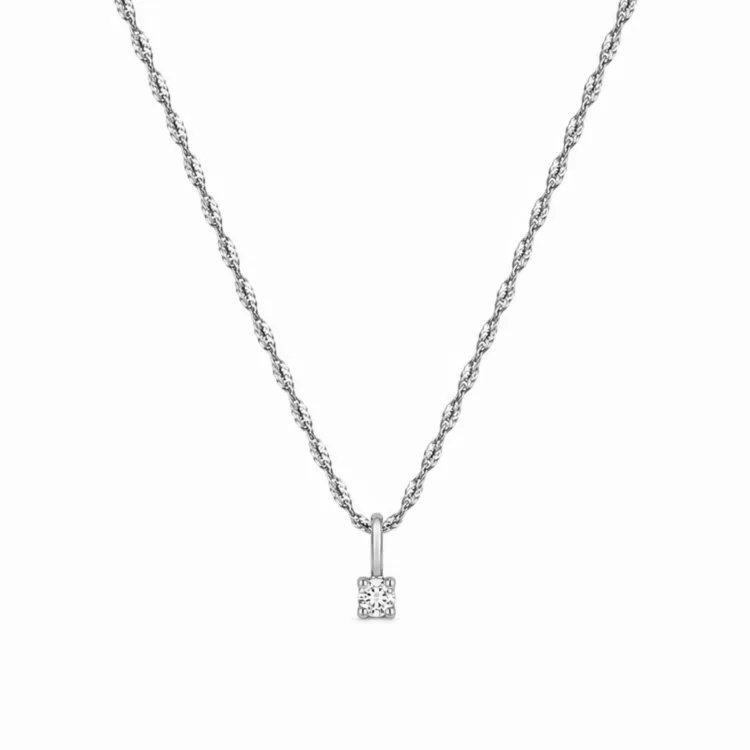 lab grown diamant anheng med halskjede i rodinert sølv