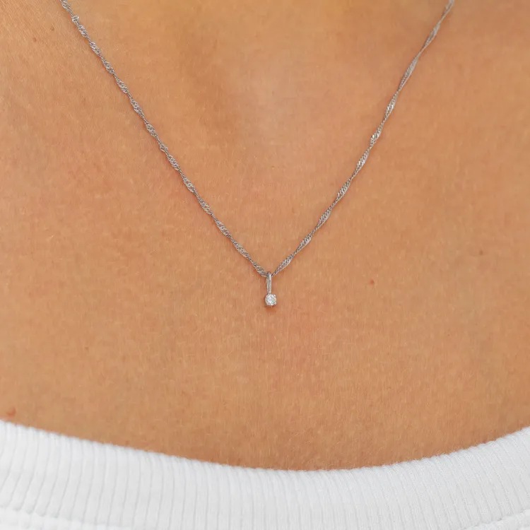 lab grown diamant anheng med halskjede i 925 karat sølv  0,035 ct