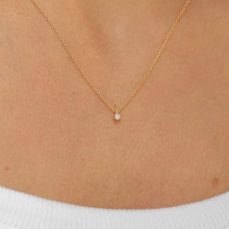 lab grown diamant anheng med halskjede i 925 karat forgylt sølv 0,062 ct