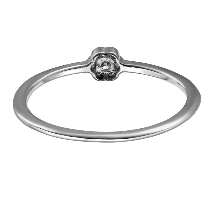 blomst lab grown diamant ring i rodinert sølv