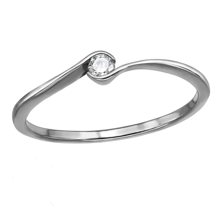 lab grown diamant solitairering i rodinert sølv