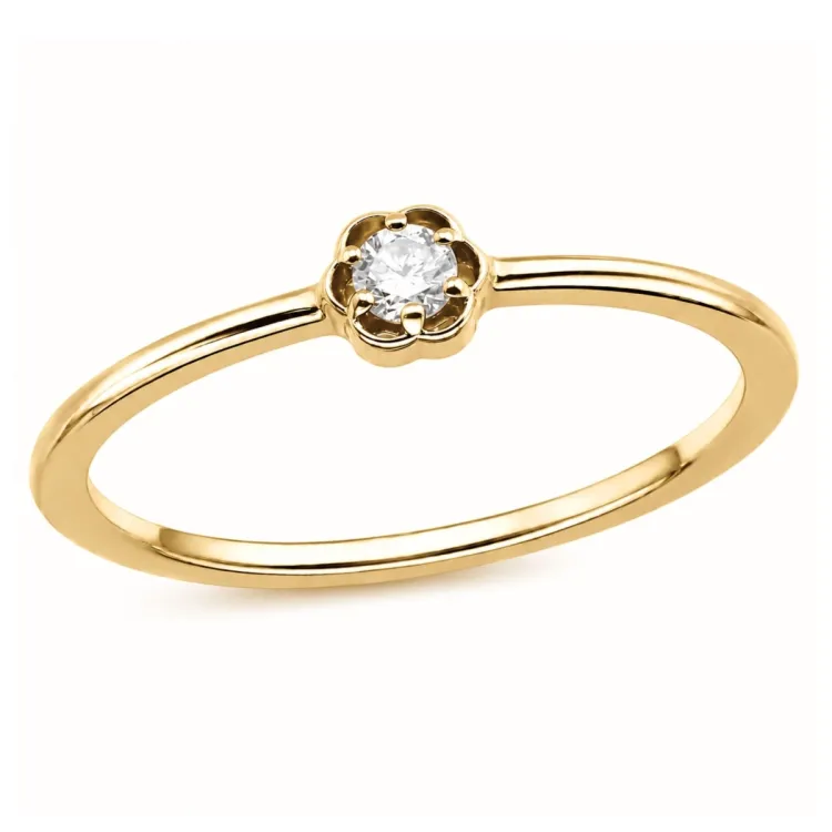 blomst lab grown diamant ring i forgylt sølv