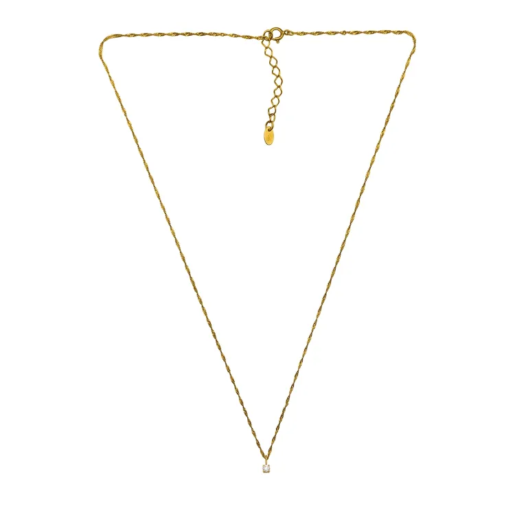 45 cm halskjede med lab grown diamant anheng i forgylt sølv 0,11 ct