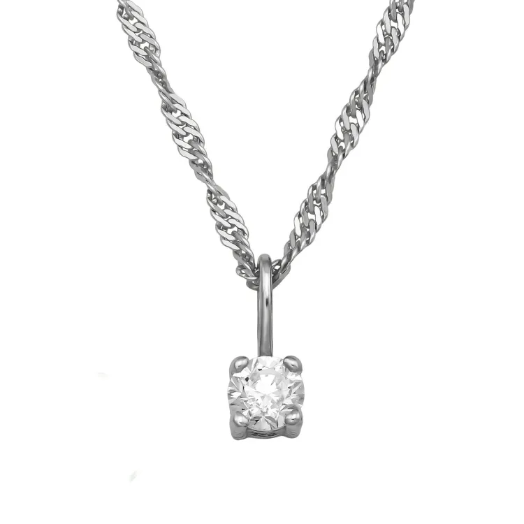 45 cm halskjede med lab grown diamant anheng i sølv 0,11 ct
